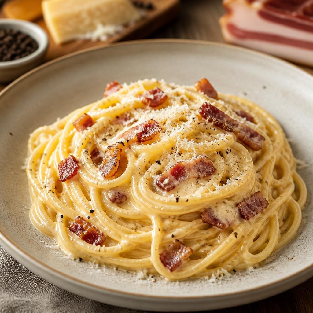 Creamy Carbonara Spaghetti Six Ounces Coffee